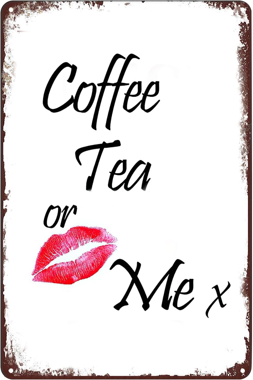 Coffee Tea Me - Plaque murale vintage en métal «