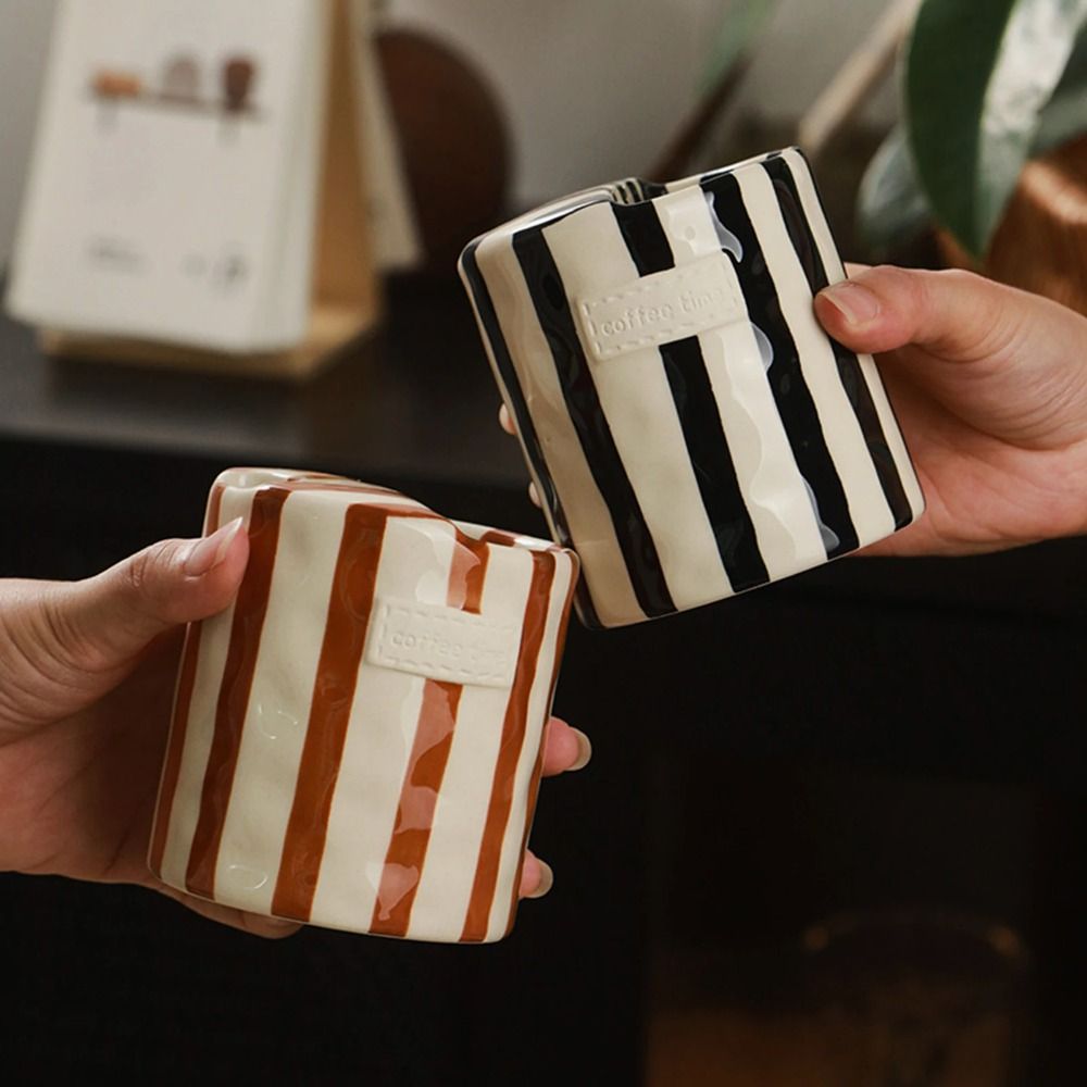 Espresso Cup Saucer - Tasse à café en céramique rayée