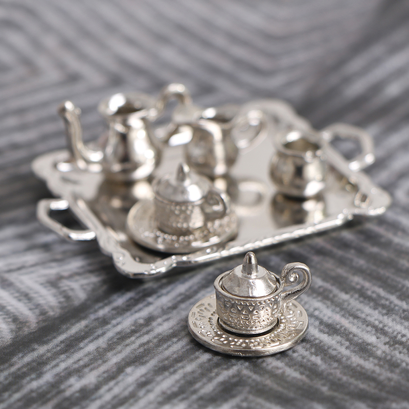 Miniature Silver Metal Tea and - Coffee Tea And Sugar Set avis et prix