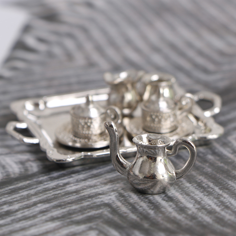 Miniature Silver Metal Tea and - Coffee Tea And Sugar Set avis et prix
